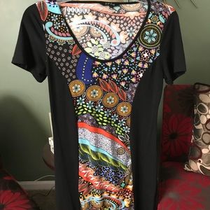 Knee length floral T shirt dress